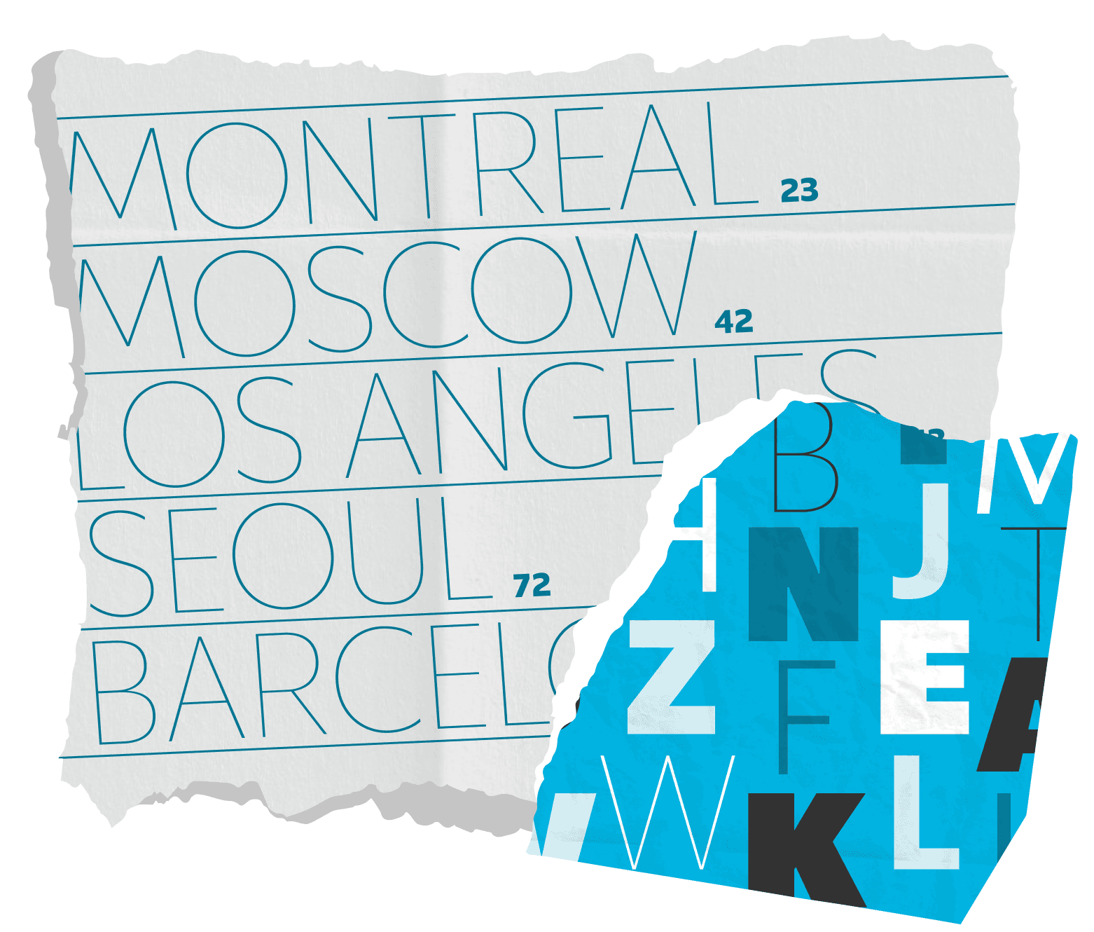 <b class="accent">FIG. 18 — </b> Various letterforms from the Really Sans family.