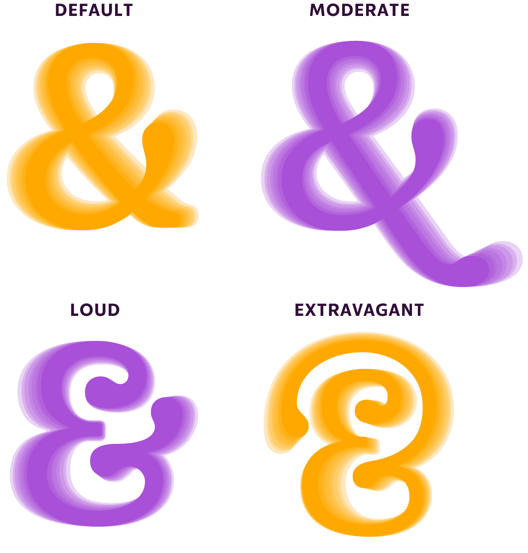 <br><b class="accent">FIG. 14 — </b>The ampersand in WeGo Serif alone has several unique swash styles for the Fetch team to choose from in their designs.