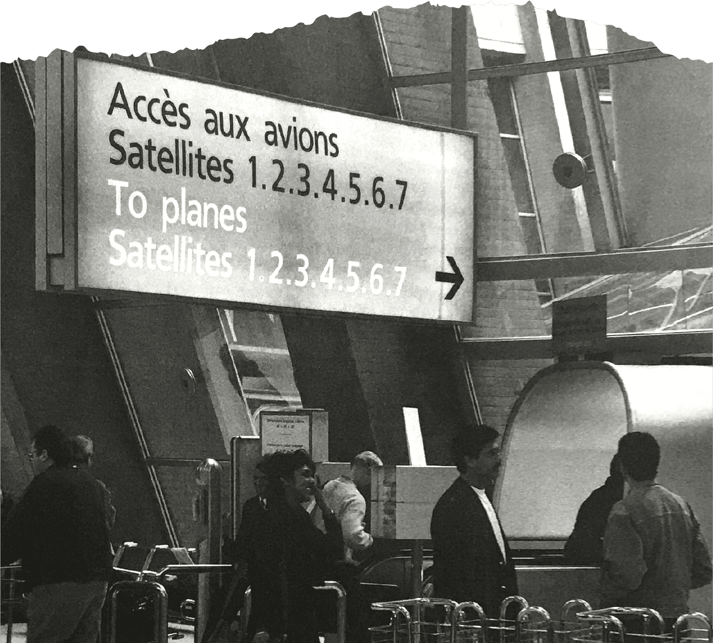 <b class="accent">FIG. 1 — </b> Adrian Frutiger’s typeface Roissy in-use at the French airport Roissy-Charles-de-Gaulle north of Paris. From Adrian Frutiger – Typefaces: The Complete Works by Heidrun Osterer and Philipp Stamm. Photo by Erich Alb.